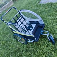 Rimorchio bici per 2 bambini, completo
