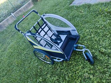 Rimorchio bici per 2 bambini, completo