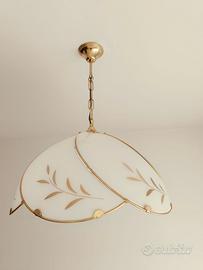 Lampadario vetro e ottone