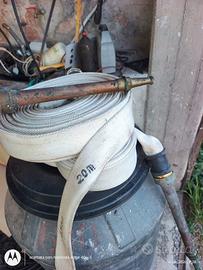 manichetta antincendio con lancia ottone vintage 