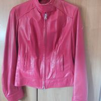 Giubbotto rosso donna in vera pelle