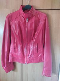 Giubbotto rosso donna in vera pelle