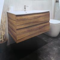 mobile bagno  con lavabo, miscelatore e specchio