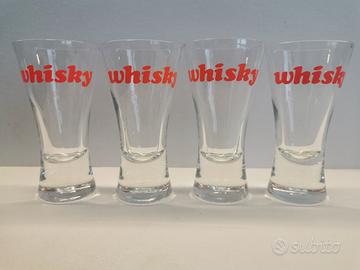 Set 4 Bicchieri Whisky Rossi Trasparenti