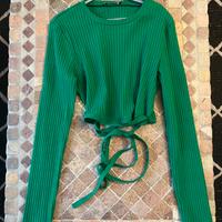 Maglietta a maniche lunghe zara verde