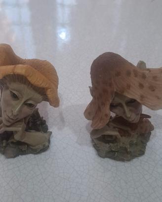 2 statuette folletti Pixies mushroom