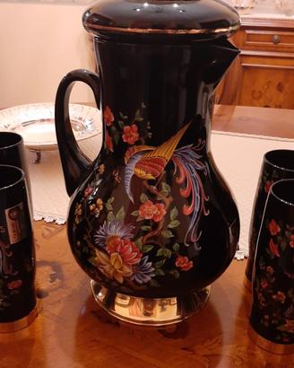 Set Cristallo Nero Vintage: Caraffa Bicchieri Vaso