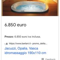 Vasca idromassaggio jacuzzi originale opalia