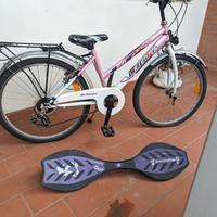 bicicletta misura 24 + skateboard 