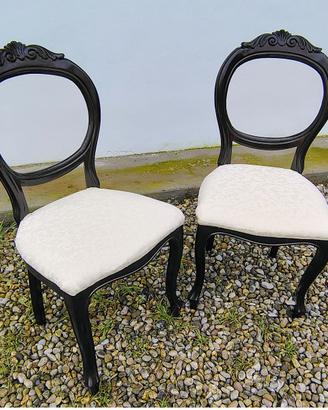 Coppia  sedie in legno con seduta imbottita