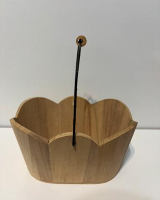 Secchiello porta fiori in legno
