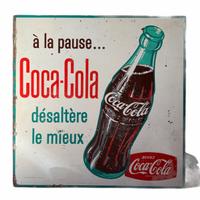 Insegna Coca Cola Bifacciale Francese Anni 50