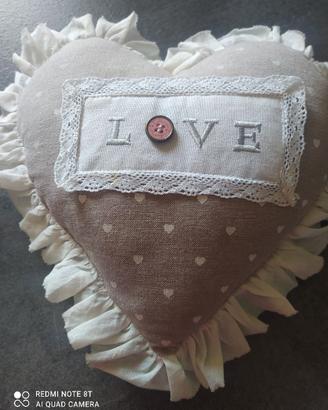 cuscino shabby chic a forma di cuore, come nuovo