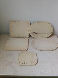 Set di 5 basi in legno multistrato per cestini e b