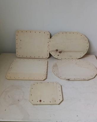 Set di 5 basi in legno multistrato per cestini e b