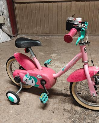 Bici bimba B’Twin Unicorn 500 (14”) con rotelle