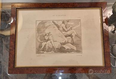 Litografia Mitologica Aci e Galatea Cornice Radica