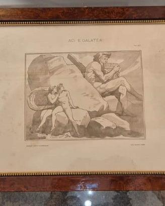 Litografia Mitologica Aci e Galatea Cornice Radica