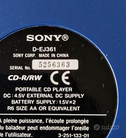 Lettore cd portatile Sony Walkman non funzionante - Audio/Video In