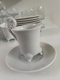 Set 11 tazzine da caffe con piattini in ceramica