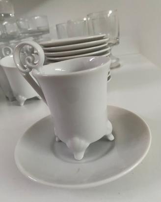Set 11 tazzine da caffe con piattini in ceramica