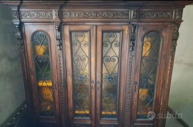 Antica Libreria In Legno Di Noce