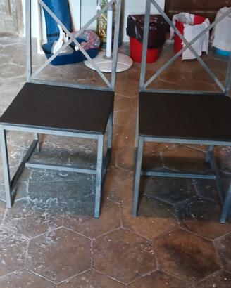 coppia di sedie metallo e legno