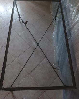 Tavolino salotto in vetro e ferro battuto