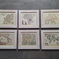 Set di 6 Quadri Carte Geografiche 