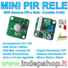 Mini Sensore PIR di movimento con uscita Relè