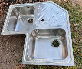 Lavello da cucina angolare in acciaio inox