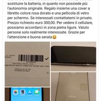 iPhone XS usato ma in buone condizioni - 300 €