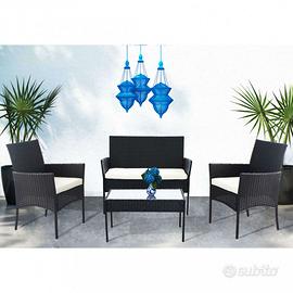 Set salotto nero da Esterno Giardino con Cuscini