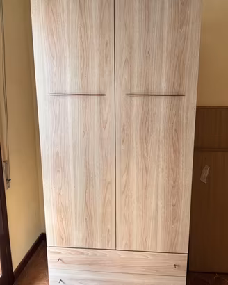 Armadio 2 ante con 2 cassetti  in rovere chiaro