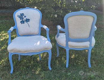 Coppia di poltroncine restyling  con dipinti. 