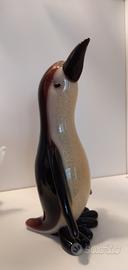 vetro di Murano: pinguino con polvere oro