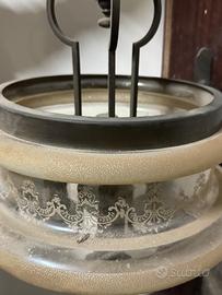 Lampadario vetro e bronzo