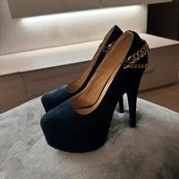 Scarpe tacco 39 blu notte catene dorate - Tulipano