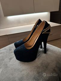 Scarpe tacco 39 blu notte catene dorate - Tulipano