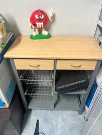 Banco con cestino e cassetti