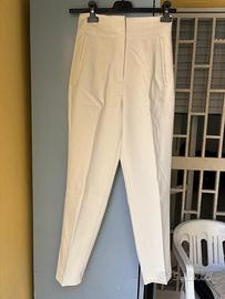 Pantalone panna avorio elegante vita alta