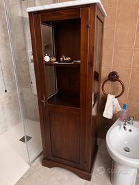 Vetrinetta da bagno legno massello e marmo