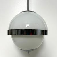 Lampada space age vetro lattimo e cromo