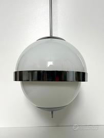 Lampada space age vetro lattimo e cromo