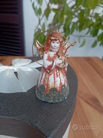 Angelo campanella vintage in ceramica, natalizio