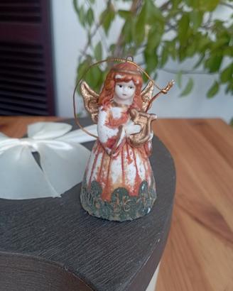 Angelo campanella vintage in ceramica, natalizio