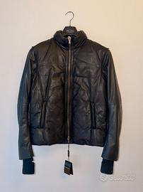 EMPORIO ARMANI Giacca Nera in Pelle d'Agnello