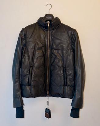 EMPORIO ARMANI Giacca Nera in Pelle d'Agnello