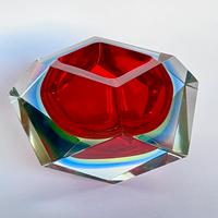 Elegante Posacenere Murano in Vetro Rosso Anni 70