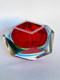 Elegante Posacenere Murano in Vetro Rosso Anni 70